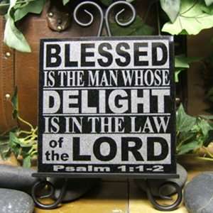  is the man 6x6 Lasered Black Granite Stone Plaque   Psalm 1:1 