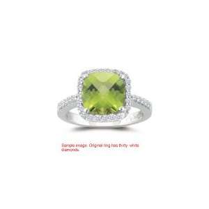  0.23 Cts Diamond & 1.06 Cts Peridot Ring in 14K White Gold 