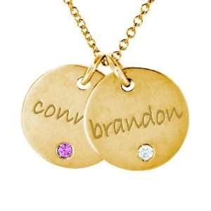  two gold discs birthstone necklace Jewelry