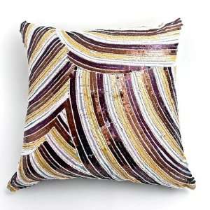    Mother of Pearl Pillow in Multi Gold Stripe