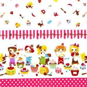 cute girls baker fabric with sweets kawaii (Sold in multiples of 0.5 