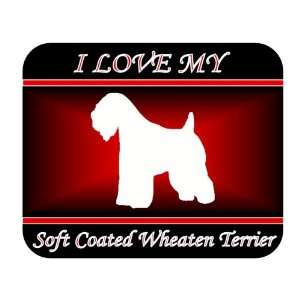  I Love My SoftCoated Wheaten Terrier Dog Mouse Pad   Red 