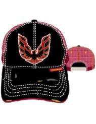   Black Red Distressed Bird Wings Logo Adjustable Trucker Cap Hat