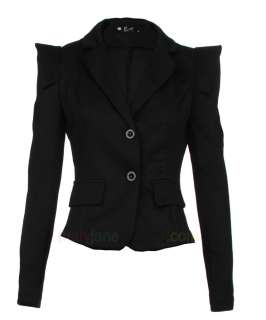 Womens Ladies Fashion Ponte Bold Shoulder Blazer Jacket 8 10 12 14 16 