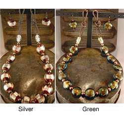 Lamp Glass Beaded Necklace and Earring Set (China)  