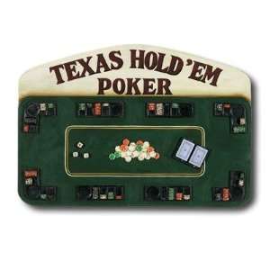 Hand Carved Texas Holdem Poker Sign: Home & Kitchen