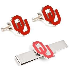  University of Oklahoma Sooners Cufflinks and Tie Bar Gift 