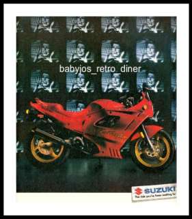 This is a vintage 1990 SUZUKI Katana 600 print advertisement. You can 