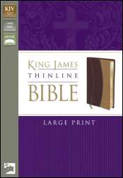 KJV Thinline Bible Large Print Italian Duo Tone Burgundy Camel Brown 