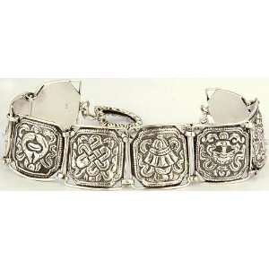 Bracelet with Eight Auspicious Symbols of Buddhism   Sterling Silver