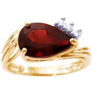   Gold Pear Gemstone and Diamond Ring Garnet, size7 diViene Jewelry