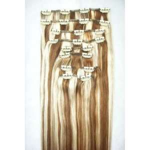 16 Pieces 210 Grams Thick 100% Human Hair Extensions 20 Long #6/613 
