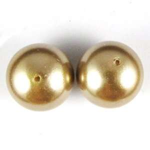  14mm brown shell pearl round beads 2 pcs