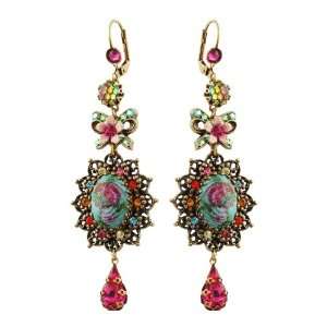  Michal Negrin Amazing Cameo Earrings with Bows, Fuchsia 