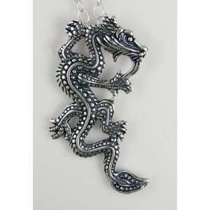  Sterling Silver Oriental Dragon Highly Detailed Pendant 