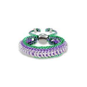   Purple and Green Braided Engravable Friendship Bracelet Jewelry