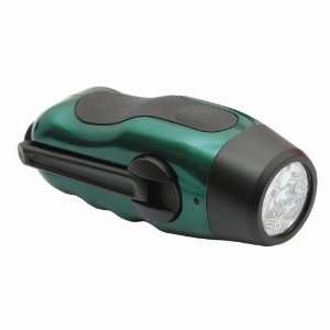  Hand Crank Self Powered Metal Green Dynamo 5 LED Flashlight 