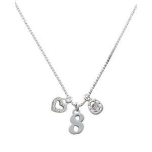 Silver Number   8, Love, and Luck Charm Necklace [Jewelry 