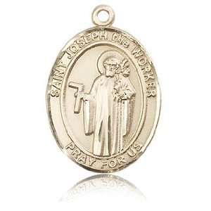  14kt Yellow Gold 1in St Joseph the Worker Medal Jewelry
