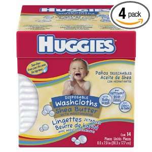 Huggies Disposable Washcloths, Shea Butter with Moisturizers, 4  14 