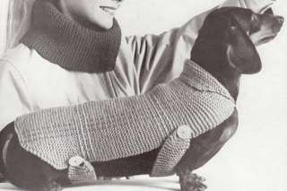 Vintage Knitting PATTERN Dachshund Dog Sweater Coat  