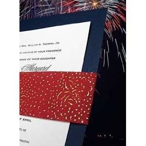  Wedding Invitations Kit Navy Blue with Red Beaded Sash 