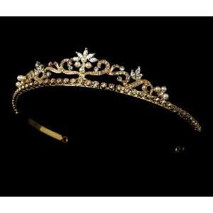  Gold and Ivory Pearl Bridal Tiara HP 11109: Beauty