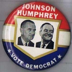   , Johnson Humphrey 1964 3 1/2 inch pinback button 
