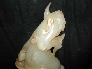 Chinese Ming dynasty white jade unicorn statue  