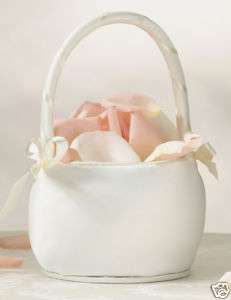 Ivory or White Round Flower Girl Basket  