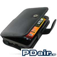 PDair Black Genuine Leather Book Case for HTC Desire HD  