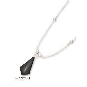   LS Bead Necklace With Kite Black Onyx   1 Inch   JewelryWeb Jewelry