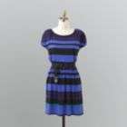 Attention Womens Striped Knit Belted Dress