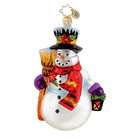 Christopher Radko Glass Snow Glo Stroll Snowman Christmas Ornament 