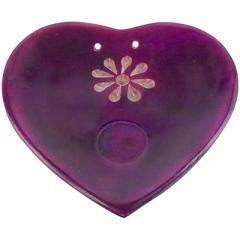 Purple Heart shaped Soapstone Incense Holder/Burner  