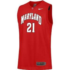 Nike Elite Maryland Terrapins #21 Red Replica Basketball Jersey 