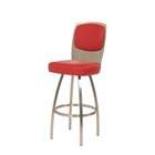   Bar Stool in Brushed Steel with Red Leather Seat   Height 27 Counter