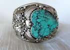 NATIVE AMERICAN TURQUOISE HEART & SILVER CUFF BRACELET