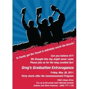  Worth The Hassle   Red & Blue Graduation Invitations 
