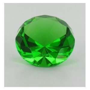   Green Crystal Glass Diamond Shaped Paperweight 2.25 Office Products