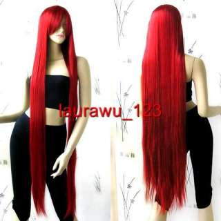 51 Long Bangs Cherry Red Straight Cosplay Wig 135  