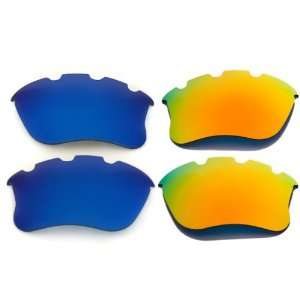  Polarized Fire Red + Ice Blue Vented Lenses For Oakley Flak Jacket 