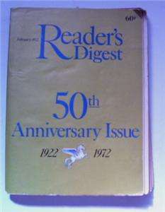 READERS DIGEST 50TH ANNIVERSARY ISSUE FEB 1972  
