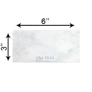  6 x 3 honed marble tile with beveled edges in arabescato 