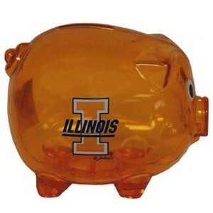   Illinois Fighting Illini Clear Plastic Piggy Bank