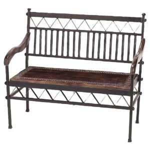 BENCH Elegant Indoor / Outdoor Solid Wood & Metal Bench, 36.5 Inches 