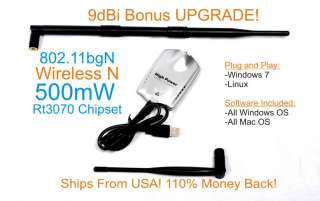 WiFi N Wireless USB Adapter UPGRADE 9dBi Antenna Increase your N WiFi 