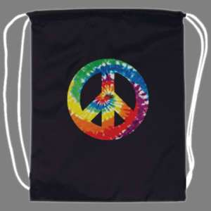 Tie Dye Hippie Peace Sign Drawstring Backpack tote bag  