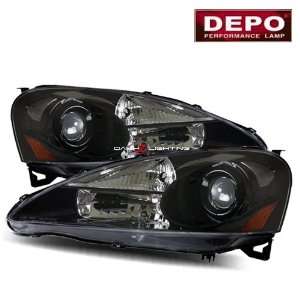  05 06 Acura RSX Projector Headlights   Black by DEPO Automotive