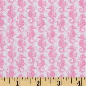  44 Wide Mermaids Seahorses Pink Fabric By The Yard: Arts 